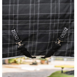 Coperta da scuderia Horseware Rhino Original Vari-Layer 250g Nero / quadri bianco grigi