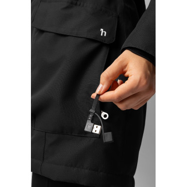 Giacca imbottita riscaldata lunga Jadine Horze inverno Nero