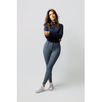 Pantaloni da equitazione termici Horze Grand Prix Pro da donna con grip integrale Mirtillo Grigio