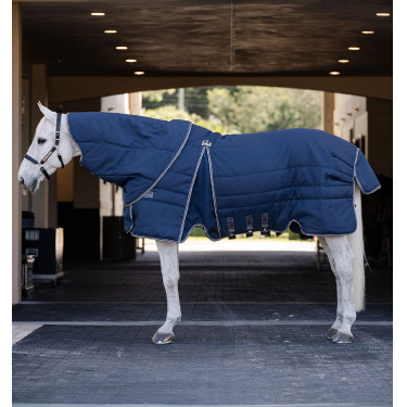 Coperta Horseware Rambo Optimo Stable Plus 400g Marino / temporale / grigio argento Blu marino