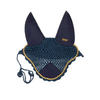 Cuffia per cavallo Derby in cotone Blu navy / dorato / blu navy Cuffia per cavallo Derby in cotone Blu navy / dorato / blu navy