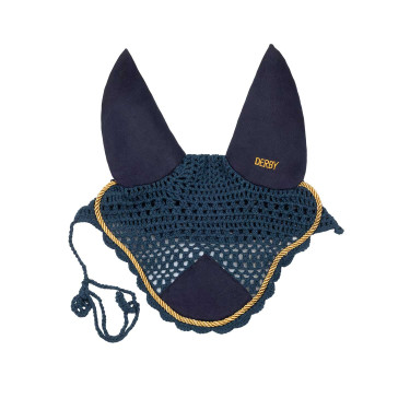 Cuffia per cavallo Derby in cotone Blu navy / dorato / blu navy