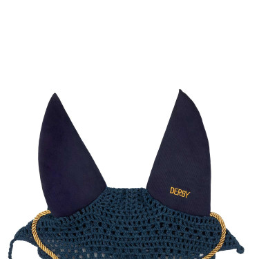 Cuffia per cavallo Derby in cotone Blu navy / dorato / blu navy