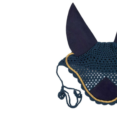 Cuffia per cavallo Derby in cotone Blu navy / dorato / blu navy