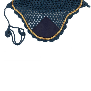 Cuffia per cavallo Derby in cotone Blu navy / dorato / blu navy