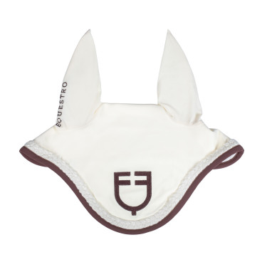 Cuffia Equestro con cordoncino intrecciato Bianco antico / marrone
