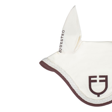 Cuffia Equestro con cordoncino intrecciato Bianco antico / marrone