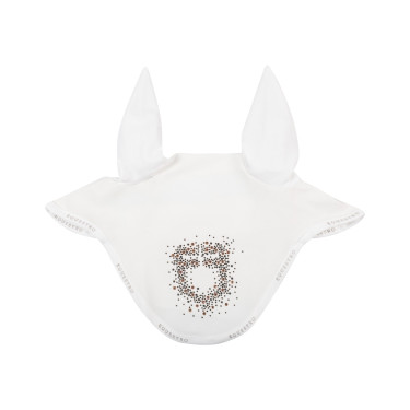 Cuffia Equestro in tessuto tecnico con logo glitterato Bianco
