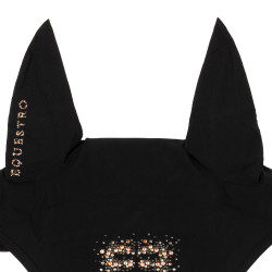 Cuffia Equestro in tessuto tecnico con logo in strass Nero