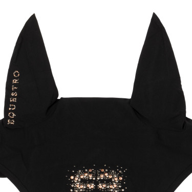 Cuffia Equestro in tessuto tecnico con logo in strass Nero