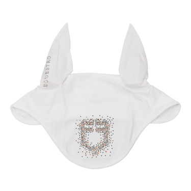 Cuffia Equestro in tessuto tecnico con logo in strass Bianco