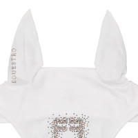 Cuffia Equestro in tessuto tecnico con logo in strass Bianco