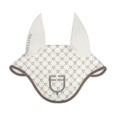 Cuffia Equestro con monogramma stampato Bianco antico / noce