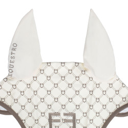 Cuffia Equestro con monogramma stampato Bianco antico / noce