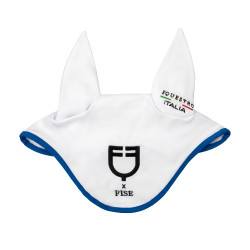 Cuffia Equestro x FISE in tessuto tecnico Bianco / blu di Savoia Cuffia Equestro x FISE in tessuto tecnico Bianco / blu di Savoia