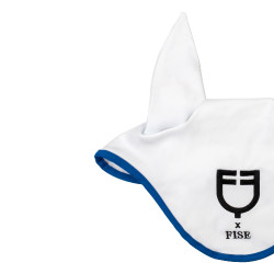 Cuffia Equestro x FISE in tessuto tecnico Bianco / blu di Savoia Cuffia Equestro x FISE in tessuto tecnico Bianco / blu di Savoia