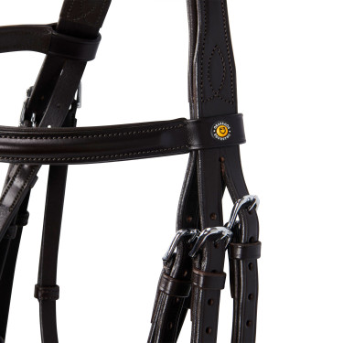 Briglia da dressage Equestro in cuoio senza redini Marrone scuro