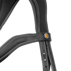 Briglia inglese in morbida pelle Equestro con impunture decorative Nero