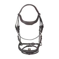 Briglia inglese in morbida pelle Equestro con impunture decorative Marrone scuro