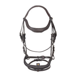 Briglia inglese in morbida pelle Equestro con impunture decorative Marrone scuro