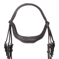 Briglia inglese in morbida pelle Equestro con impunture decorative Nero