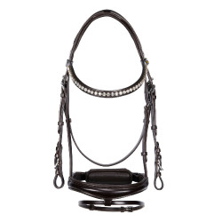 Briglia inglese Equestro in pelle con strass nuova Marrone scuro