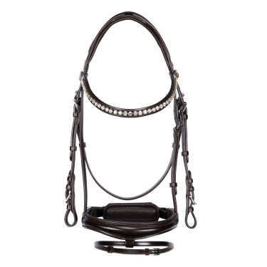 Briglia inglese Equestro in pelle con strass nuova Marrone scuro