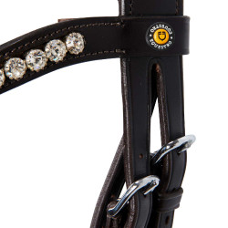 Briglia inglese Equestro in pelle con strass nuova Marrone scuro