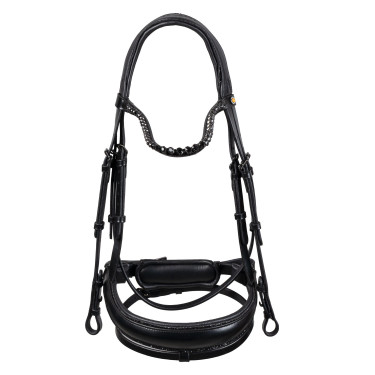 Briglia da dressage Equestro Diamond in cuoio Nero