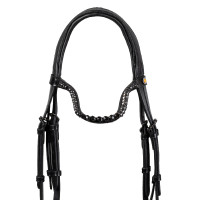 Briglia da dressage Equestro Diamond in cuoio Nero