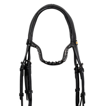 Briglia da dressage Equestro Diamond in cuoio Nero