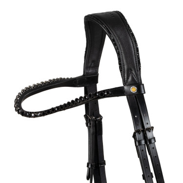 Briglia da dressage Equestro Diamond in cuoio Nero