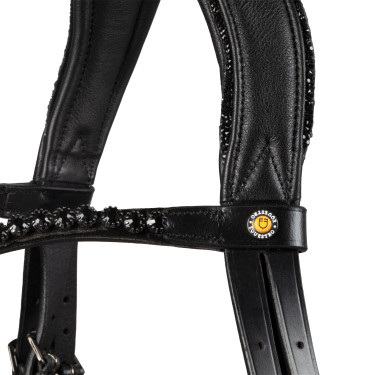 Briglia da dressage Equestro Diamond in cuoio Nero