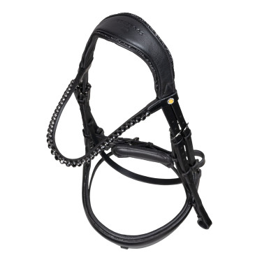 Briglia da dressage Equestro Diamond in cuoio Nero