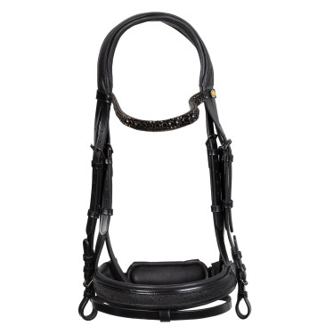 Briglia da dressage Equestro Elegant in cuoio Nero