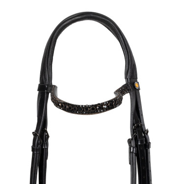 Briglia da dressage Equestro Elegant in cuoio Nero