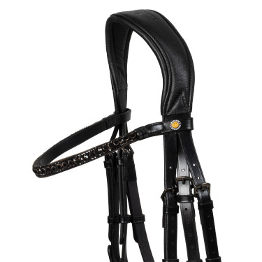 Briglia da dressage Equestro Elegant in cuoio Nero