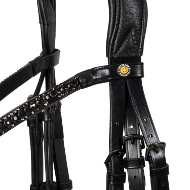 Briglia da dressage Equestro Elegant in cuoio Nero
