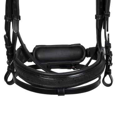 Briglia da dressage Equestro Elegant in cuoio Nero
