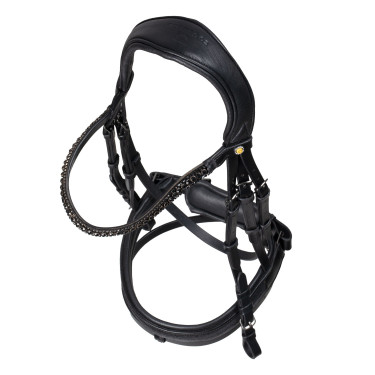 Briglia da dressage Equestro Elegant in cuoio Nero