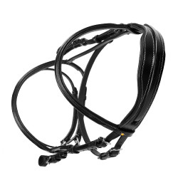 Testiera da salto Equestro in cuoio inglese Nero