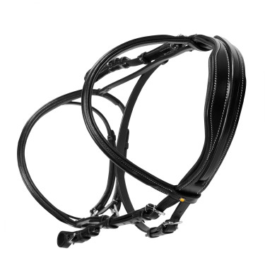 Testiera da salto Equestro in cuoio inglese Nero
