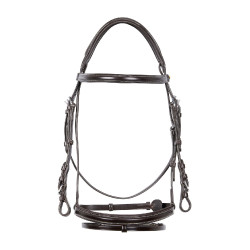 Testiera da salto Equestro in cuoio inglese Marrone scuro