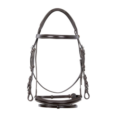 Testiera da salto Equestro in cuoio inglese Marrone scuro