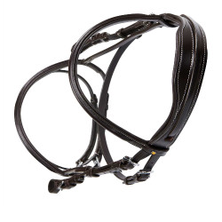 Testiera da salto Equestro in cuoio inglese Marrone scuro