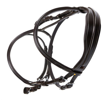 Testiera da salto Equestro in cuoio inglese Marrone scuro
