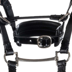 Filet in pelle Equestro per cavallo giocattolo con borchie argentate Nero