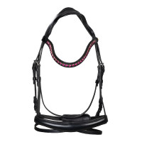 Filet Equestro anatomico con pietre fucsia Nero