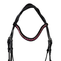 Filet Equestro anatomico con pietre fucsia Nero