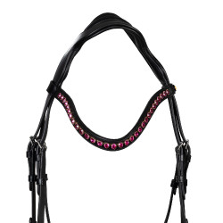 Filet Equestro anatomico con pietre fucsia Nero